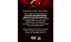 Yalova’daki Operasyon Şehitlerimizin Anısına Konser Erteleme Duyurusu